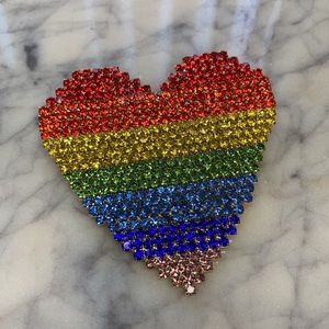 NWT Large Rainbow Heart Pin Brooch LGBTQ 2.75”
